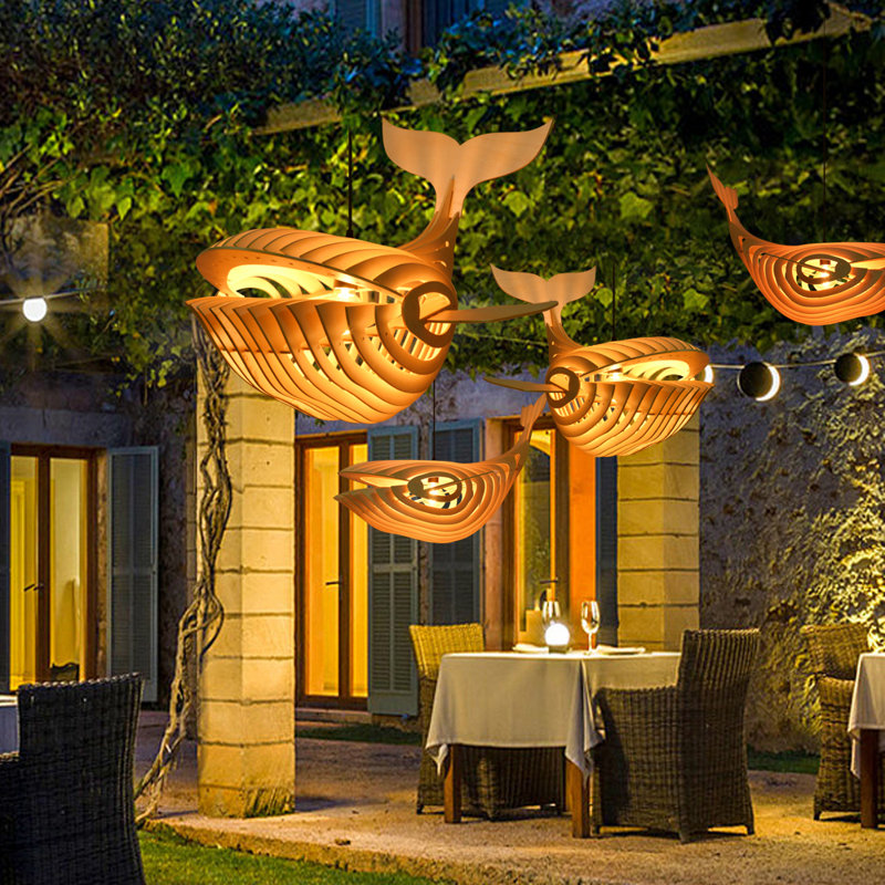 Highland Dunes 1-Lights Whale Fish Wooden Pendant Lights & Reviews